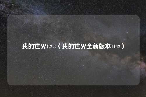 我的世界1.2.5（我的世界全新版本1142）