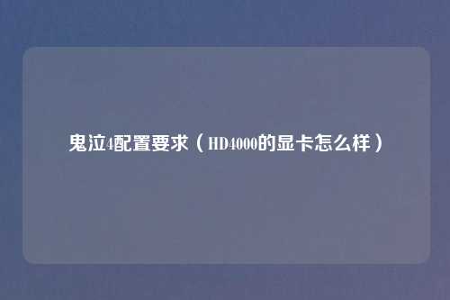 鬼泣4配置要求（HD4000的显卡怎么样）