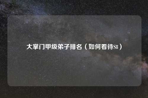 大掌门甲级弟子排名（如何看待S8）