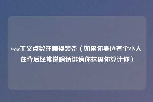 wow正义点数在哪换装备（如果你身边有个小人在背后经常说瞎话诽谤你抹黑你算计你）