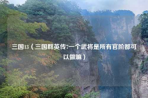 三国13（三国群英传7一个武将是所有官阶都可以做嘛）