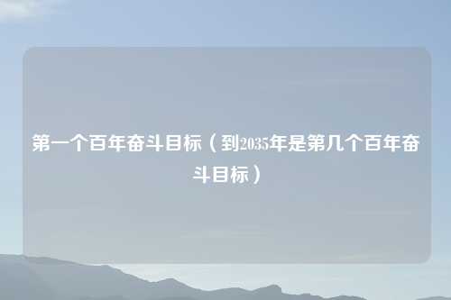 第一个百年奋斗目标（到2035年是第几个百年奋斗目标）
