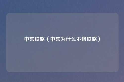 中东铁路（中东为什么不修铁路）