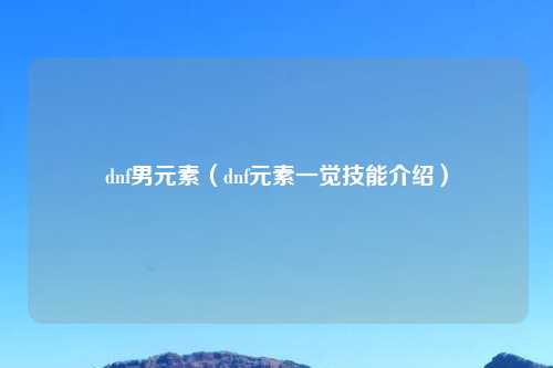 dnf男元素（dnf元素一觉技能介绍）