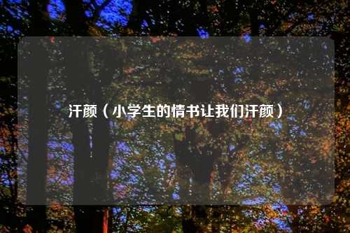 汗颜（小学生的情书让我们汗颜）