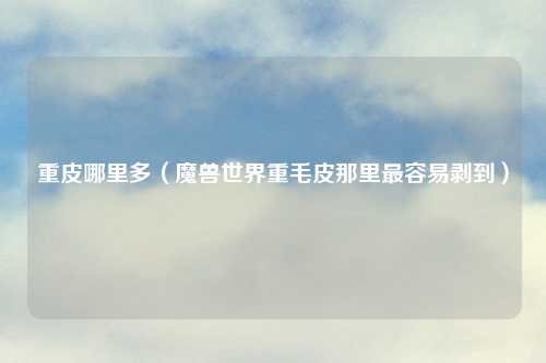重皮哪里多（魔兽世界重毛皮那里最容易剥到）