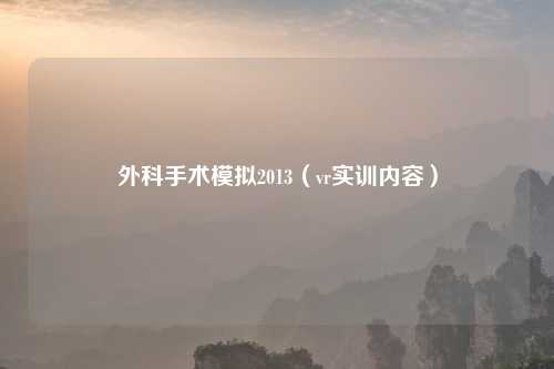外科手术模拟2013（vr实训内容）
