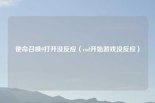 使命召唤9打开没反应（cod开始游戏没反应）