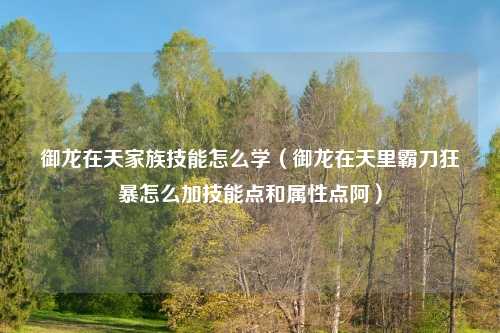 御龙在天家族技能怎么学（御龙在天里霸刀狂暴怎么加技能点和属性点阿）
