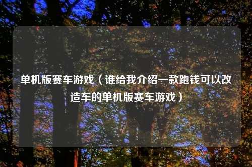 单机版赛车游戏（谁给我介绍一款跑钱可以改造车的单机版赛车游戏）