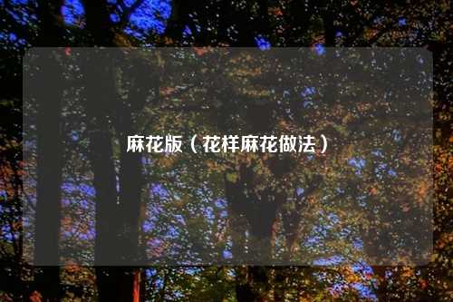 麻花版（花样麻花做法）