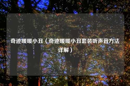 奇迹暖暖小丑（奇迹暖暖小丑套装听声音方法详解）
