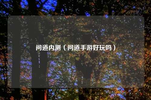 问道内测（问道手游好玩吗）