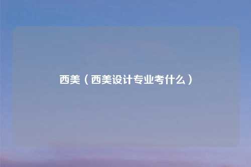 西美（西美设计专业考什么）