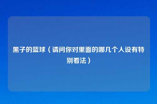 黑子的篮球（请问你对里面的哪几个人设有特别看法）