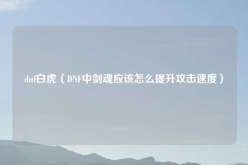 dnf白虎（DNF中剑魂应该怎么提升攻击速度）