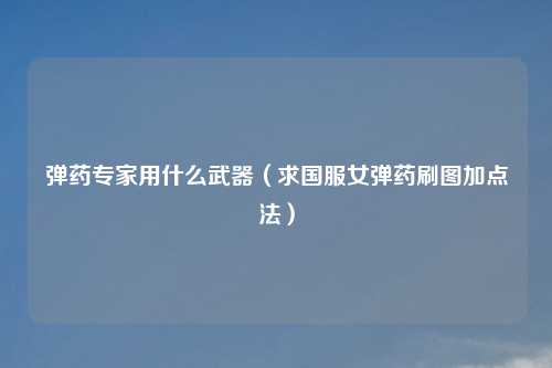 弹药专家用什么武器（求国服女弹药刷图加点法）