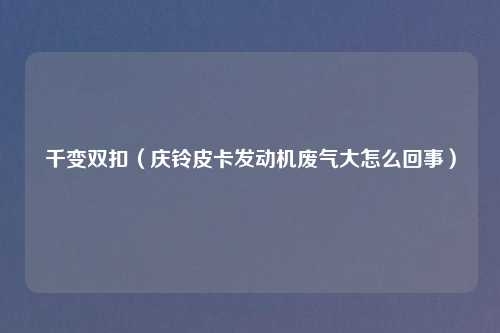 千变双扣（庆铃皮卡发动机废气大怎么回事）