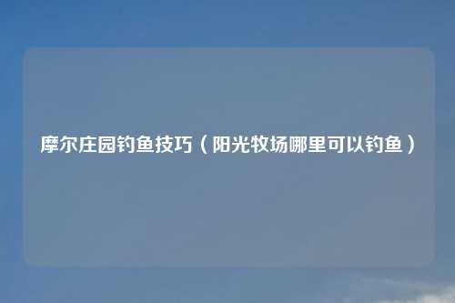 摩尔庄园钓鱼技巧（阳光牧场哪里可以钓鱼）