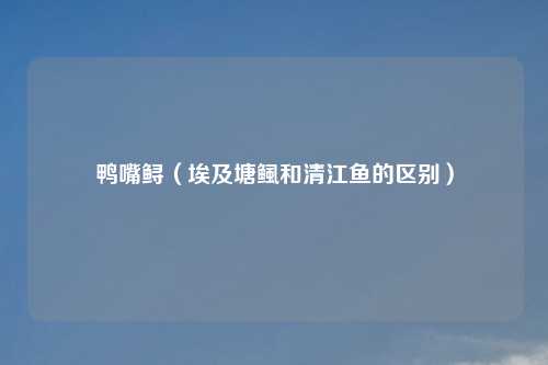 鸭嘴鲟（埃及塘鲺和清江鱼的区别）