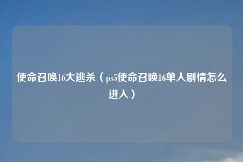 使命召唤16大逃杀（ps5使命召唤16单人剧情怎么进入）