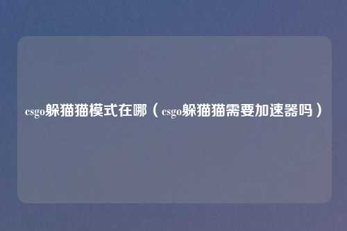 csgo躲猫猫模式在哪（csgo躲猫猫需要加速器吗）