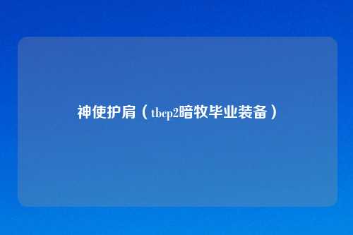 神使护肩（tbcp2暗牧毕业装备）