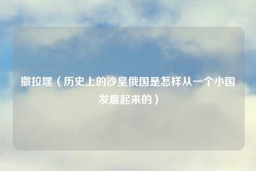 撒拉嘿（历史上的沙皇俄国是怎样从一个小国发展起来的）