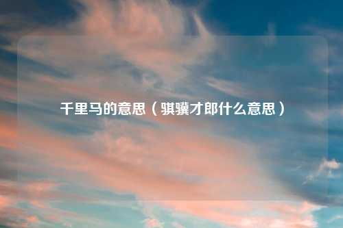 千里马的意思（骐骥才郎什么意思）