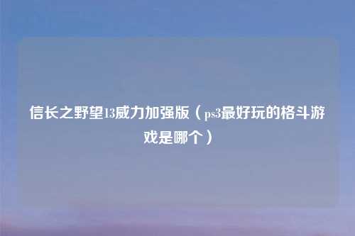 信长之野望13威力加强版（ps3最好玩的格斗游戏是哪个）