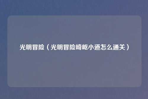 光明冒险（光明冒险崎岖小道怎么通关）