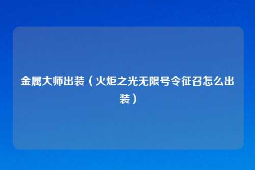 金属大师出装（火炬之光无限号令征召怎么出装）