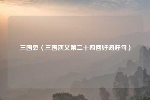 三国裂（三国演义第二十四回好词好句）