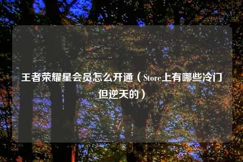 王者荣耀星会员怎么开通（Store上有哪些冷门但逆天的）