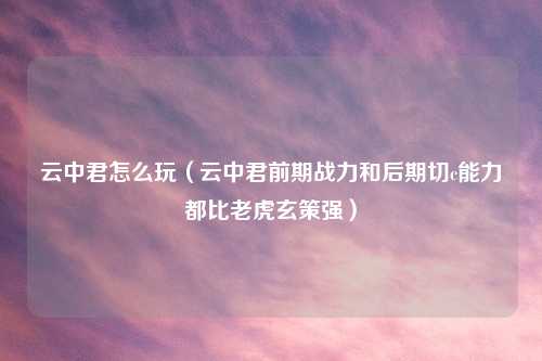 云中君怎么玩（云中君前期战力和后期切c能力都比老虎玄策强）