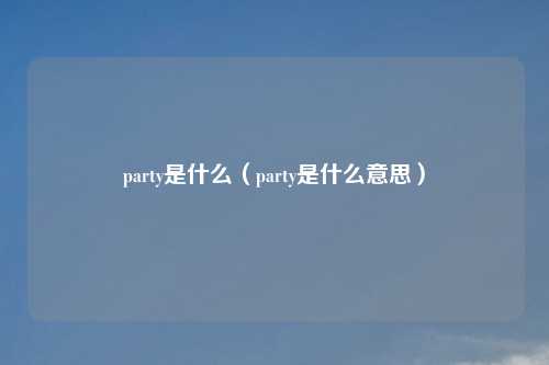 party是什么（party是什么意思）