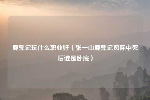 鹿鼎记玩什么职业好（张一山鹿鼎记风际中死后谁是卧底）