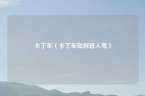 卡丁车（卡丁车如何选入弯）
