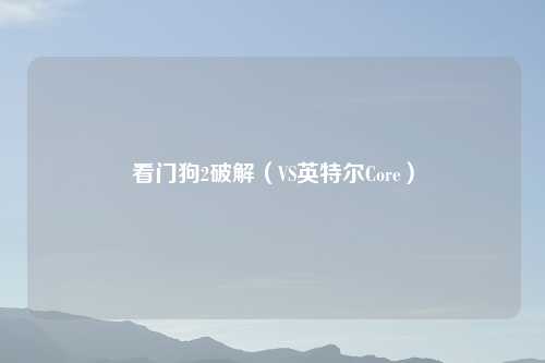 看门狗2破解（VS英特尔Core）