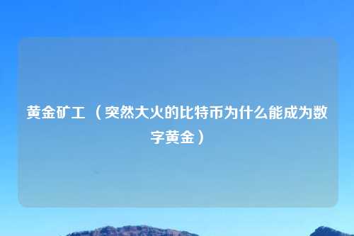 黄金矿工 （突然大火的比特币为什么能成为数字黄金）