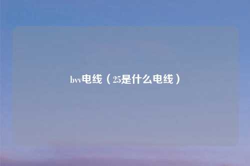 bvv电线（25是什么电线）