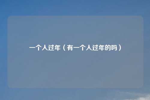 一个人过年（有一个人过年的吗）