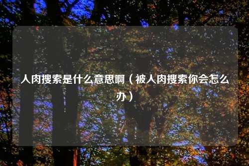 人肉搜索是什么意思啊（被人肉搜索你会怎么办）