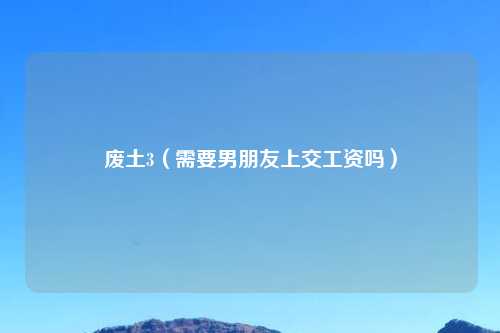 废土3（需要男朋友上交工资吗）