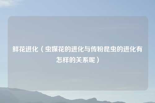 鲜花进化（虫媒花的进化与传粉昆虫的进化有怎样的关系呢）