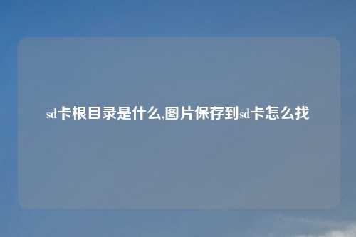 sd卡根目录是什么,图片保存到sd卡怎么找