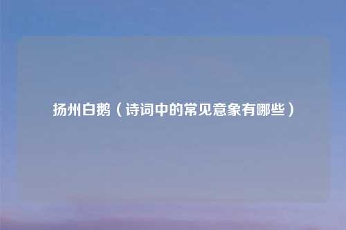 扬州白鹅（诗词中的常见意象有哪些）
