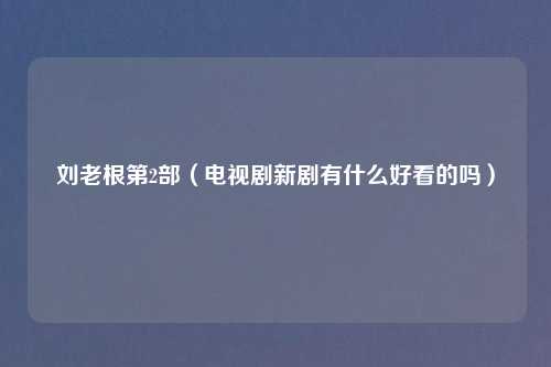 刘老根第2部（电视剧新剧有什么好看的吗）