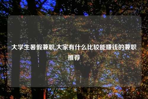 大学生暑假兼职,大家有什么比较能赚钱的兼职推荐