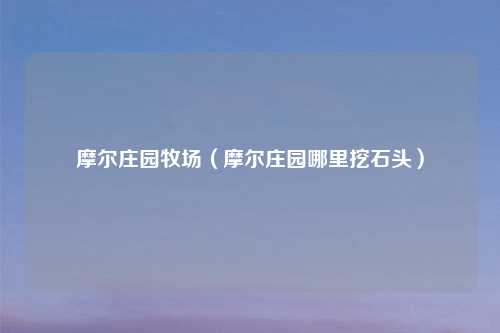 摩尔庄园牧场（摩尔庄园哪里挖石头）